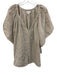 Velvet by Graham & Spencer Size L Beige Linen 1/2 Sleeve Wide Neck Gathered Top Beige / L
