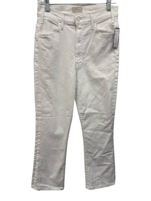 Mother Size 28 Cream White Cotton Blend Denim High Rise Button & Zip Fly Jeans Cream White / 28