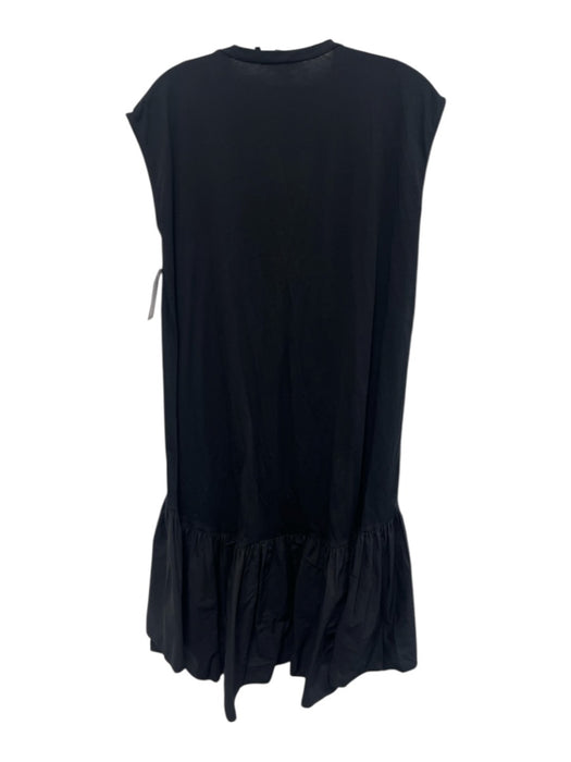 Seventy Venezia Size 42 Black Cotton Sleeveless V Neck Gathered Detail Dress Black / 42