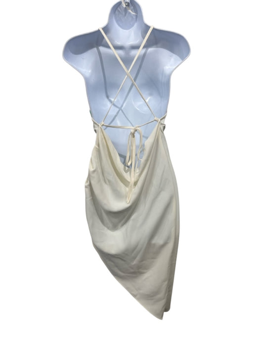 Amanda Uprichard Size S Cream White Polyester Spaghetti Strap Lace Up Back Dress Cream White / S