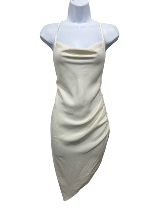 Amanda Uprichard Size S Cream White Polyester Spaghetti Strap Lace Up Back Dress Cream White / S
