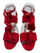 Manolo Blahnik Shoe Size 38 Red Leather Upper Suede Wrap Ankle Strappy Sandals Red / 38