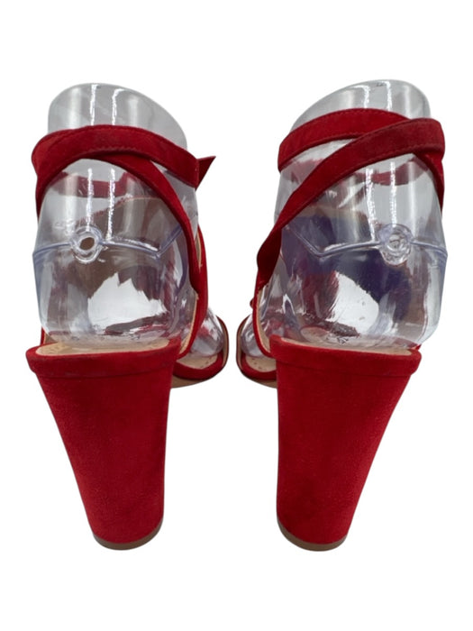 Manolo Blahnik Shoe Size 38 Red Leather Upper Suede Wrap Ankle Strappy Sandals Red / 38