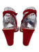 Manolo Blahnik Shoe Size 38 Red Leather Upper Suede Wrap Ankle Strappy Sandals Red / 38