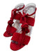 Manolo Blahnik Shoe Size 38 Red Leather Upper Suede Wrap Ankle Strappy Sandals Red / 38