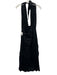 Little Lies Size L Black Linen Halter Neck Deep V Back Zip Maxi Dress Black / L