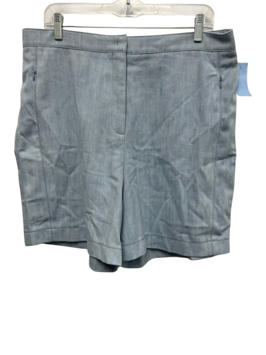 Akris Punto Size 14 Light Wash Cotton Chambray Zip Pockets High Rise Shorts Light Wash / 14