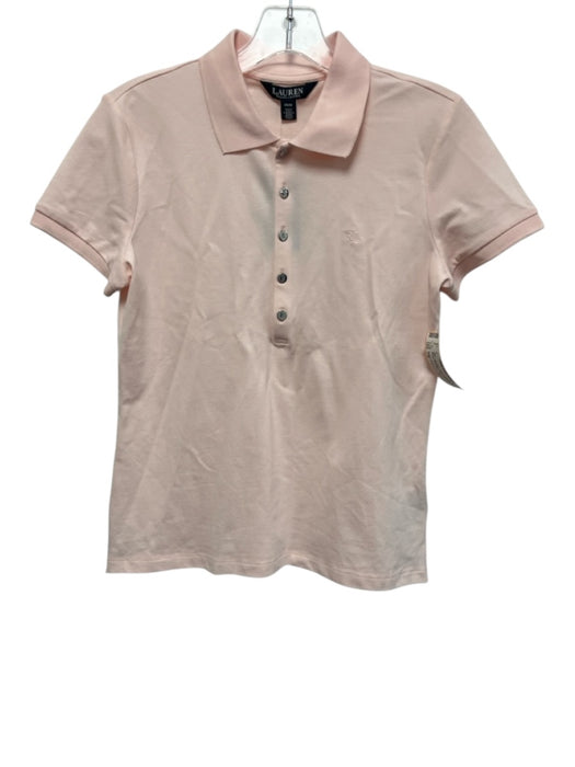 Lauren Ralph Lauren Black Size PM Light Pink Cotton & Elastane Short Sleeve Top Light Pink / PM