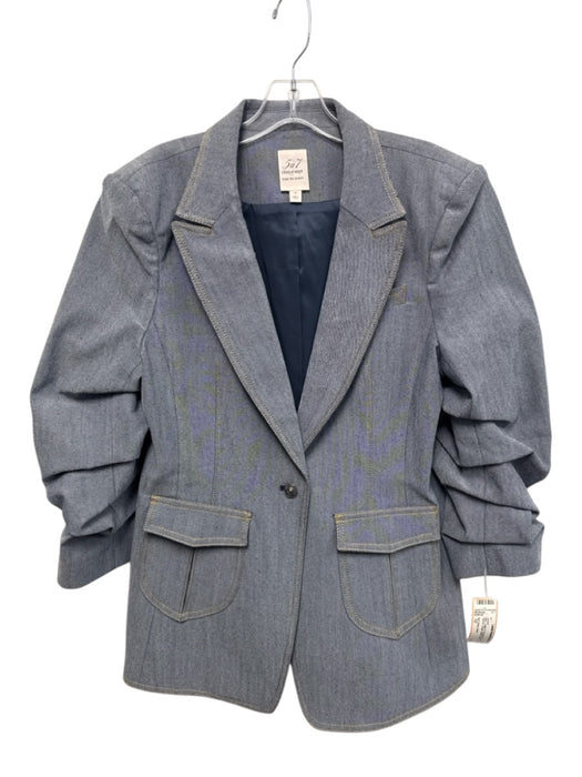 5a7 Cinq a Sept Size 12 Blue Cotton & Polyester Denim Scrunch Sleeve Jacket Blue / 12