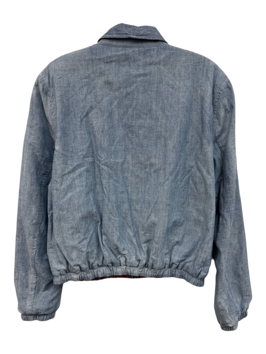 Polo Ralph Lauren Size S Blue & Multi Cotton Chambray Madras Plaid Bomber Jacket Blue & Multi / S