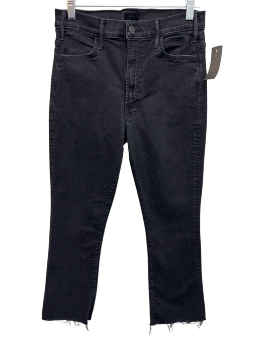 Mother Size 30 Black Cotton Blend Stretch Mid Rise Raw Hem slim leg Jeans Black / 30