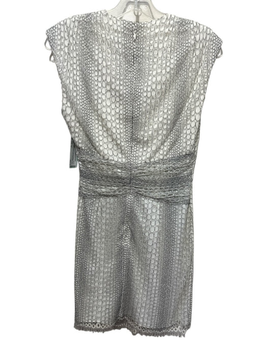 Saylor Size S White & Black Polyester Blend Sleeveless V Neck Drape Detail Dress White & Black / S