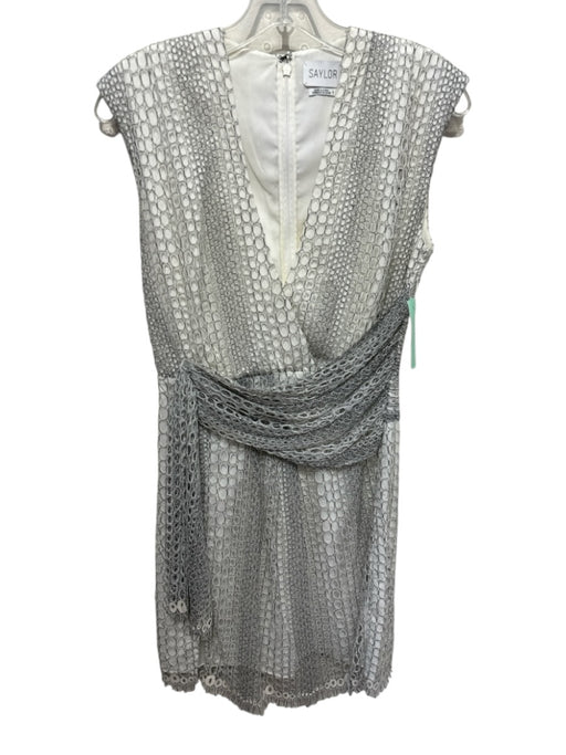 Saylor Size S White & Black Polyester Blend Sleeveless V Neck Drape Detail Dress White & Black / S