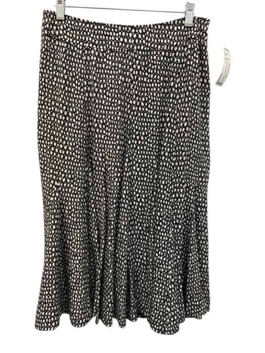 Max Mara Size 10 Black & White Silk Abstract Godet hem Below knee Skirt Black & White / 10