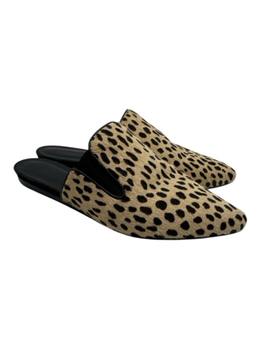 Jenni Kayne Shoe Size 38 Tan & black Leather Pony Hair Cheetah Print Mule Flats Tan & black / 38