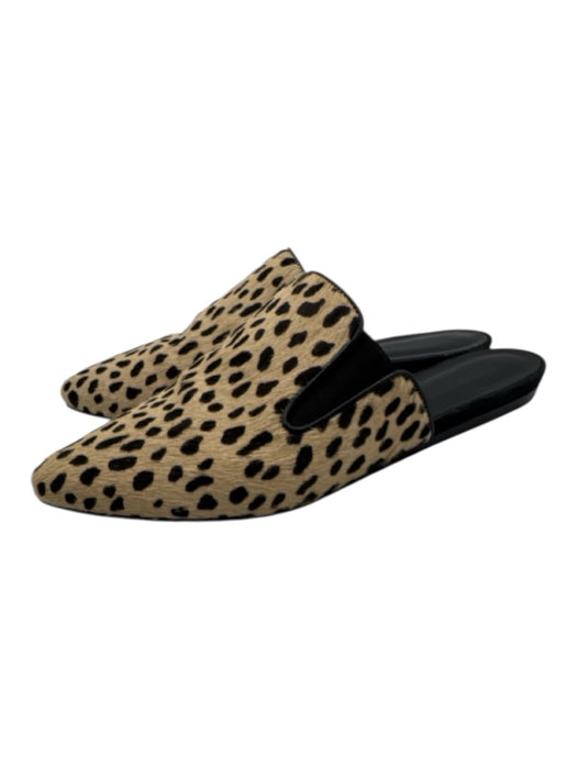 Jenni Kayne Shoe Size 38 Tan & black Leather Pony Hair Cheetah Print Mule Flats Tan & black / 38