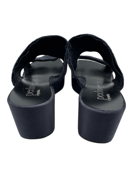 Pedro Garcia Shoe Size 40 Navy Blue Satin Upper Two Strap Platform Wedge Sandals Navy Blue / 40