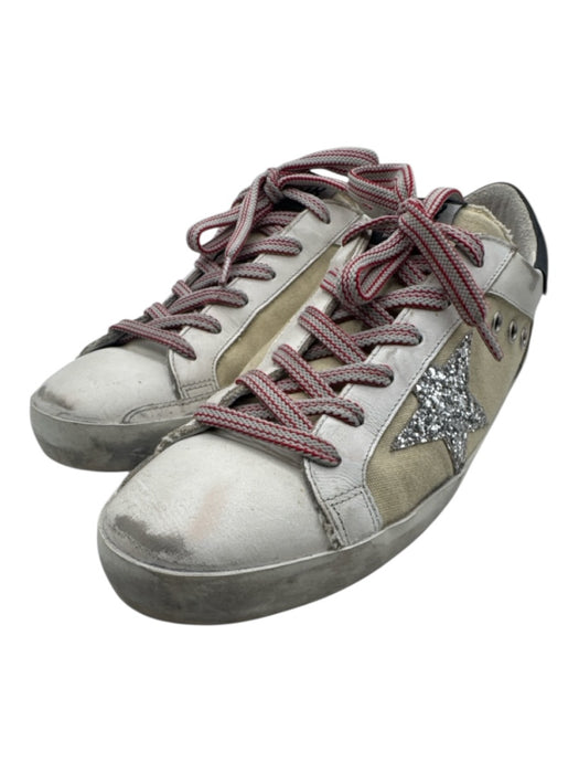 Golden Goose Shoe Size 40 White, Beige & Red Leather & Textile Low Top Sneakers White, Beige & Red / 40
