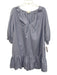 Ann Mashburn Size M Navy & white Cotton 1/2 Puff Sleeve Striped V Neck Dress Navy & white / M