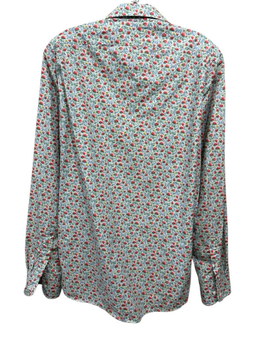 Ann Mashburn Size L White & Multi Cotton Floral Button Up Long Sleeve Shirt Top White & Multi / L