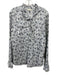 Ann Mashburn Size XL White & Navy Blue Cotton Blend Long Sleeve 1/2 Button Top White & Navy Blue / XL
