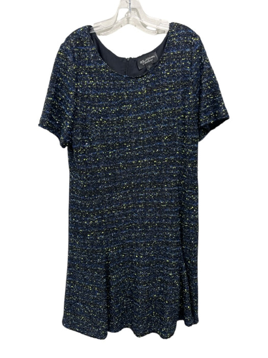 St. John Couture Size 14 Black, Blue & Green Polyester & Wool Blend Sequin Dress Black, Blue & Green / 14