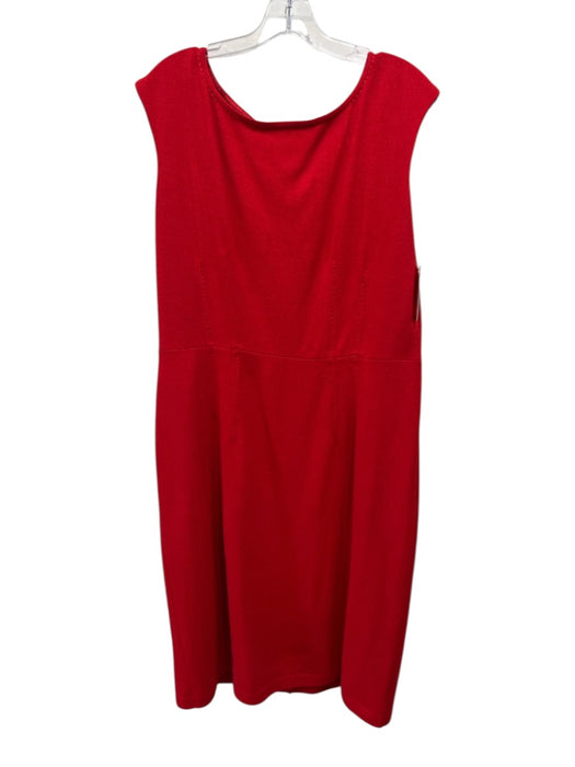 St. John Collection Size 16 Red Wool Blend Knit Sleeveless Seam Detail Dress Red / 16