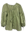 SABO Size 4 Light Green Cotton Long Balloon Sleeve Keyhole Back Seam Detail Top Light Green / 4