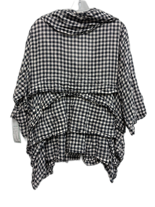 Krista Larson Size Est M White & Navy Blue Missing Fabric Tag Gingham Top White & Navy Blue / Est M
