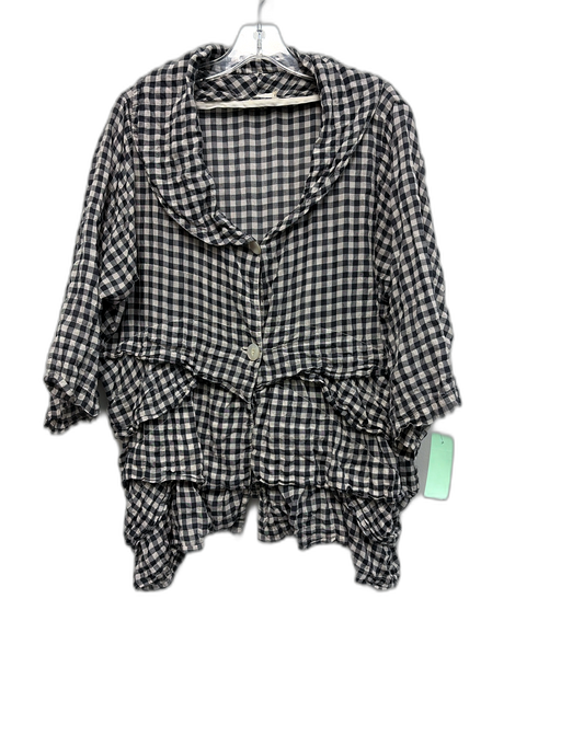 Krista Larson Size Est M White & Navy Blue Missing Fabric Tag Gingham Top White & Navy Blue / Est M