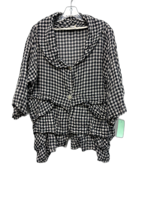 Krista Larson Size Est M White & Navy Blue Missing Fabric Tag Gingham Top White & Navy Blue / Est M