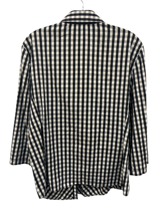 Lafayette 148 Size 8 Black & White Cotton Blend Gingham Long Sleeve Top Black & White / 8