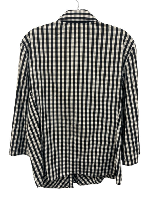 Lafayette 148 Size 8 Black & White Cotton Blend Gingham Long Sleeve Top Black & White / 8