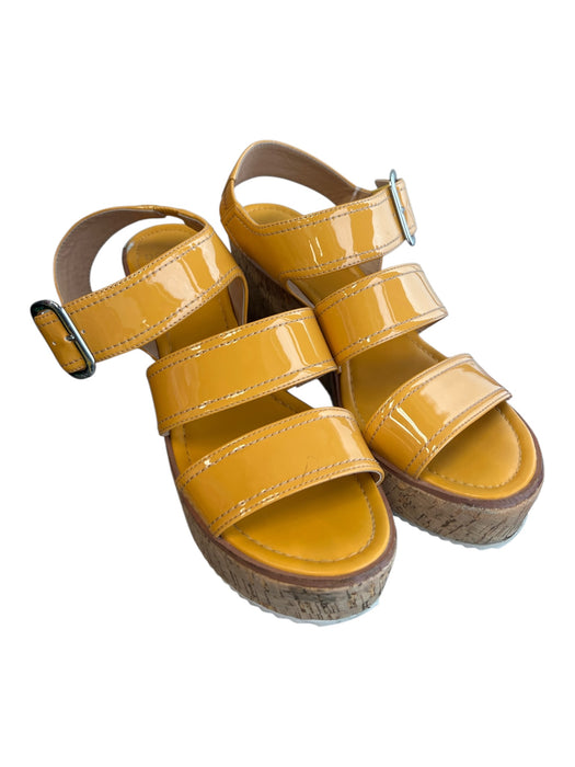 Donald Pliner Shoe Size 9 1/2 Mustard Yellow Manmade Material Ankle Strap Shoes Mustard Yellow / 9 1/2