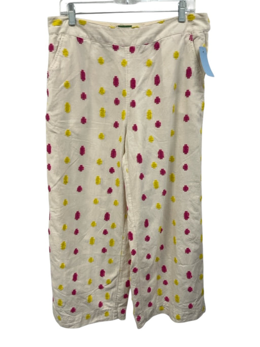 Anthropologie Size 10 Cream & Multi Cotton Pockets Cropped Clip Dot Pants Cream & Multi / 10
