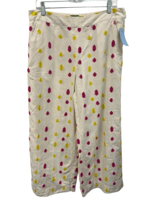 Anthropologie Size 10 Cream & Multi Cotton Pockets Cropped Clip Dot Pants Cream & Multi / 10