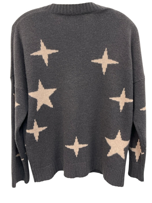 360 Cashmere Size M Dark Gray & White Cashmere Long Sleeve Stars Knit Sweater Dark Gray & White / M