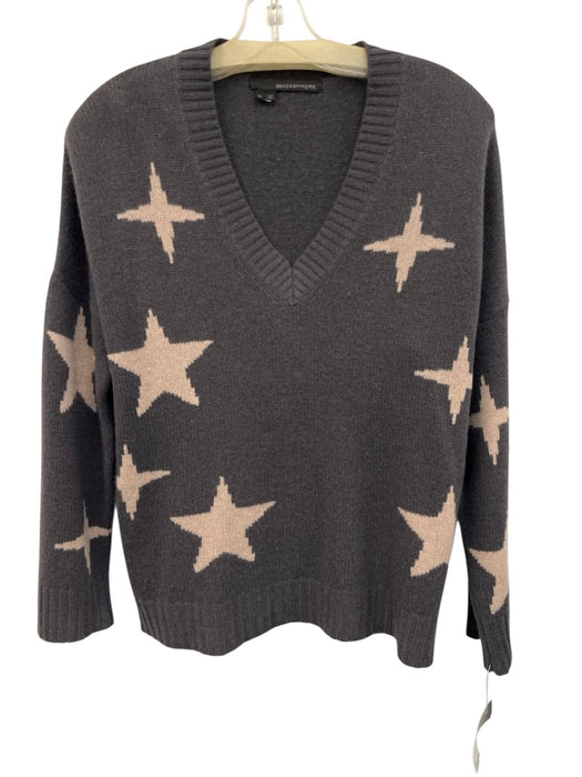 360 Cashmere Size M Dark Gray & White Cashmere Long Sleeve Stars Knit Sweater Dark Gray & White / M