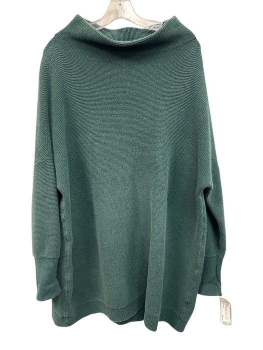 Free People Size L Dark Green Cotton & Nylon Long Sleeve Mock Neck Sweater Dark Green / L