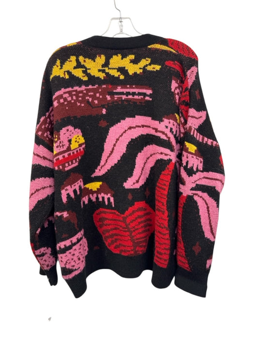Farm Rio Size M Black & Multi Acrylic Blend Long Sleeve Cardigan Sweater Black & Multi / M
