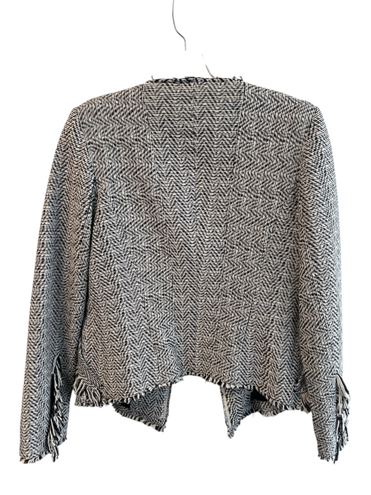 Kobi Halperin Size Medium Black & White Cotton Blend Chevron Print Jacket Black & White / Medium