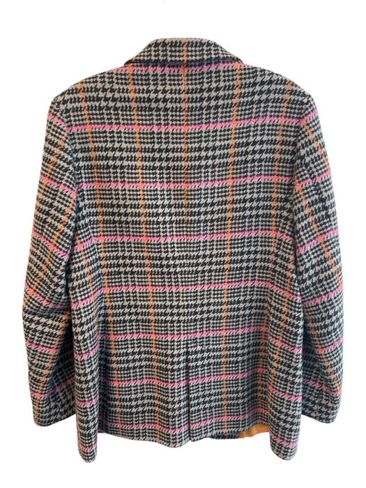 Vilagallo Size 42 Pink, Gray & Multi Acrylic Blend 1 Button Plaid Jacket Pink, Gray & Multi / 42