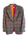 Vilagallo Size 42 Pink, Gray & Multi Acrylic Blend 1 Button Plaid Jacket Pink, Gray & Multi / 42