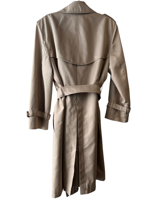 Burberry Tan Polyester & Rayon Belt Pockets Plaid Lining Knee length Trenchcoat Tan / 10R