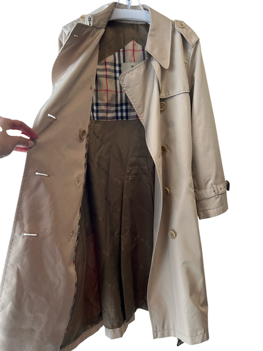 Burberry Tan Polyester & Rayon Belt Pockets Plaid Lining Knee length Trenchcoat Tan / 10R