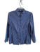 Lafayette 148 Size 8 Blue Cotton Blend 3/4 Sleeve Bengal Stripe Button Down Top Blue / 8
