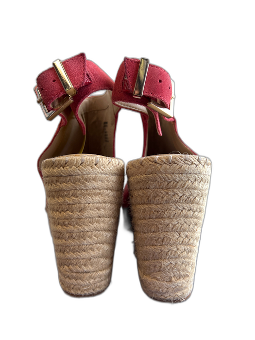 Kenneth Cole Shoe Size 10 Pink Leather Upper Manmade Sole Peep Toe Shoes Pink / 10