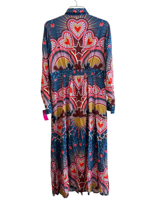 Boden Size 10 Multi Viscose Blend Collared Button Up Long Sleeve Maxi Dress Multi / 10