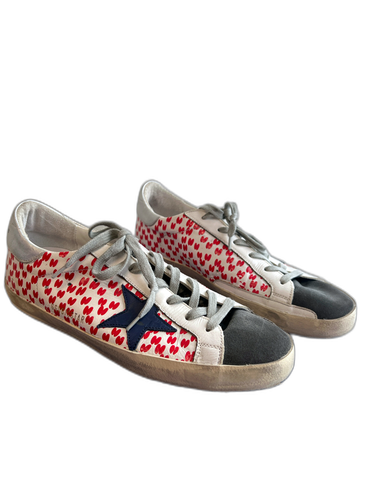 Golden Goose Shoe Size 41 White, Red, Blue & Gray Leather & Suede Leather Shoes White, Red, Blue & Gray / 41