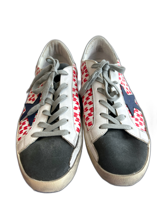 Golden Goose Shoe Size 41 White, Red, Blue & Gray Leather & Suede Leather Shoes White, Red, Blue & Gray / 41